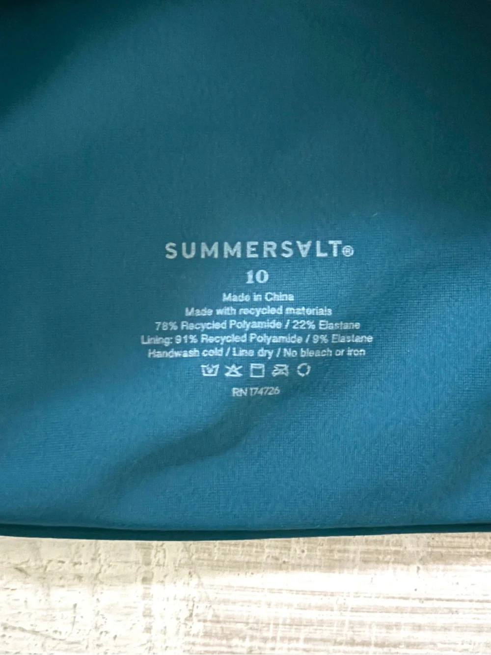 Summersalt Sidestroke Bikini Top One Shoulder Teal Blue NWT Size 10